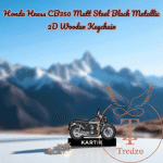 Best Honda Hness CB350 Matt Steel Black Metallic Wooden Keychain