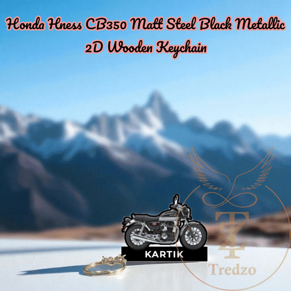 Best Honda Hness CB350 Matt Steel Black Metallic Wooden Keychain