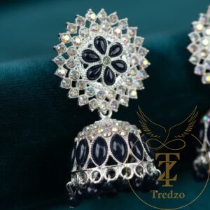 1 PAIR OF Navy blue jhumka
