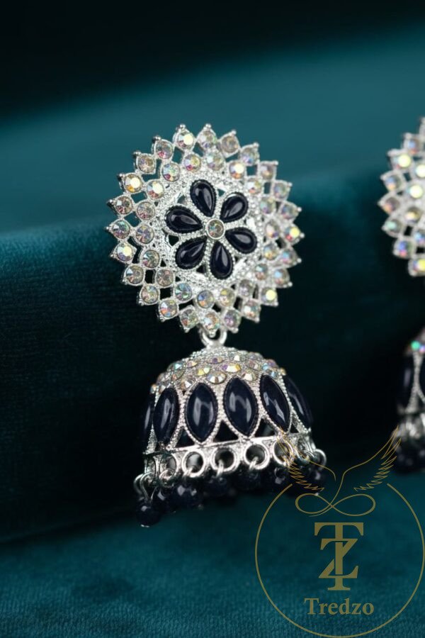 1 PAIR OF Navy blue jhumka