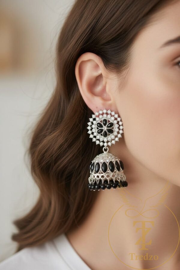 No. 1 black stone jhumkas